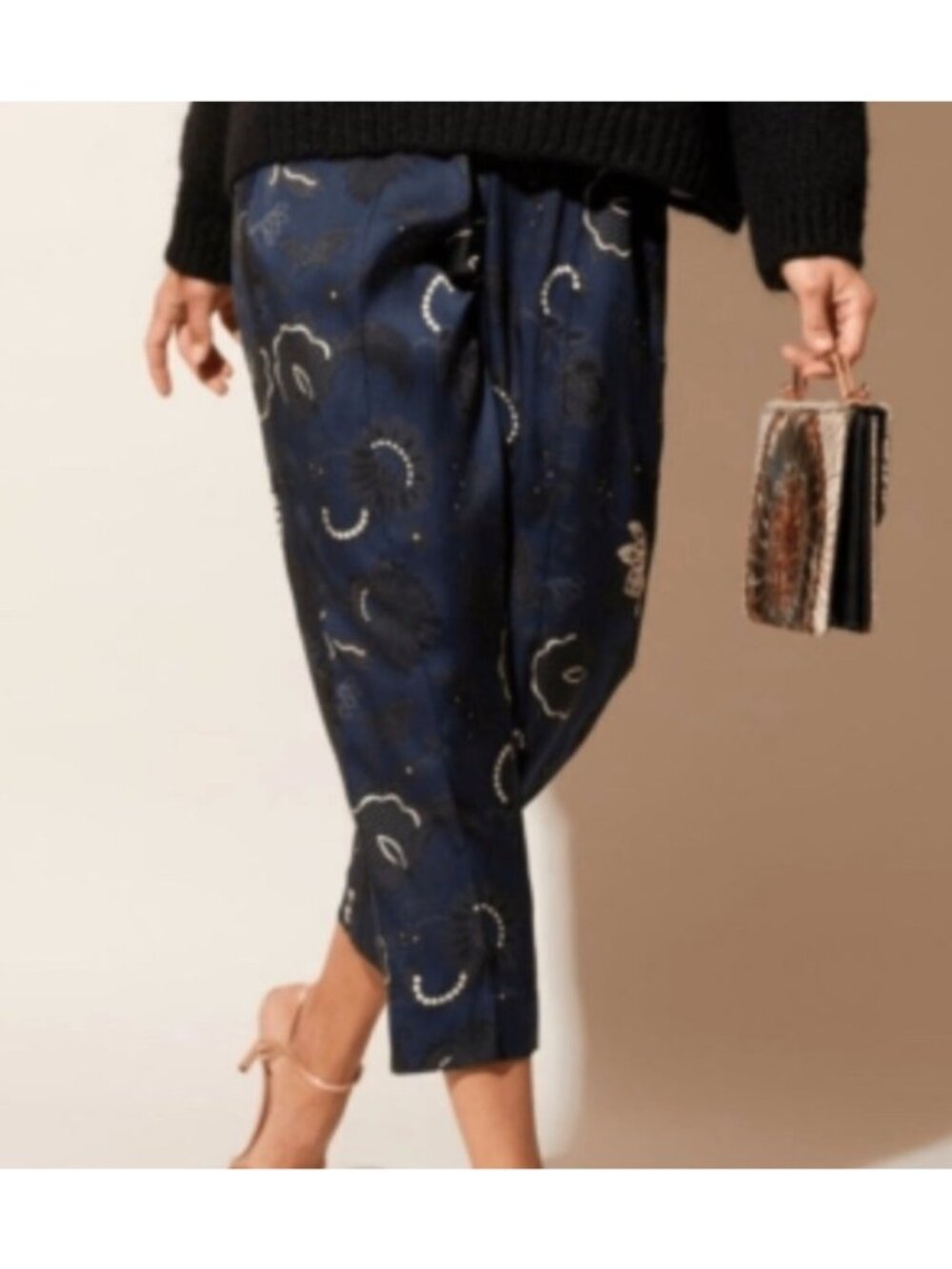 Tucker Women's Size Large The Julia Pant Silk Blend Floral Print Cropped Pants